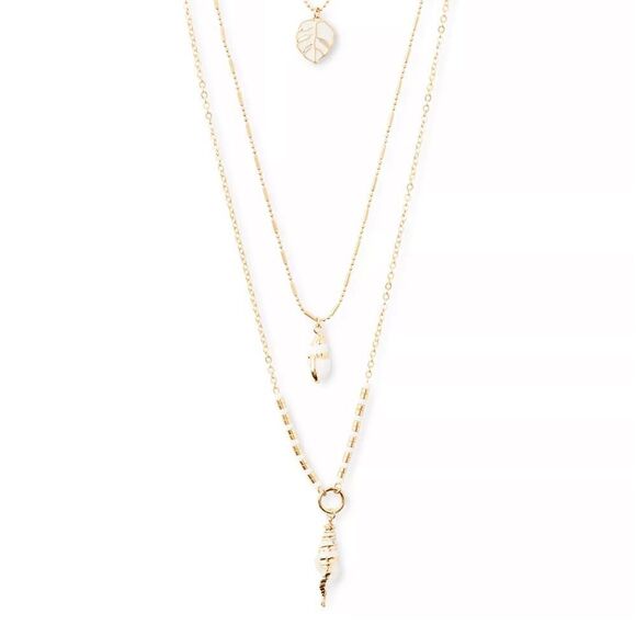 NWT LUCKY BRAND
Gold-Tone Shell Charm Layered Necklace, 31" + 2" extender - Picture 1 of 3